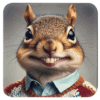 Coaster with Portrait of a squirrel wearing human clothes in a humorous school‑photo pose.