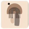 Square coaster with minimalist neutral design in shades of brown, tan and black.