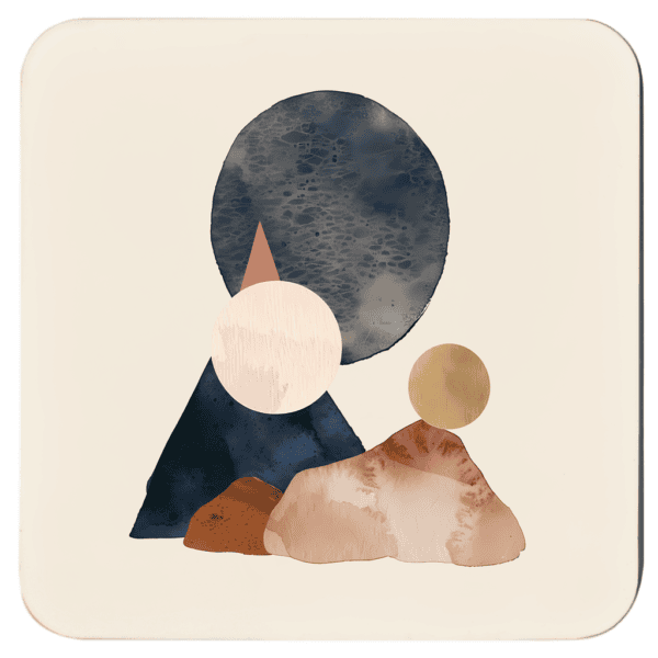 Square coaster with a neutral color abstract design.