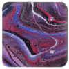 Set of 4 coasters with abstract art print in shades of red, purple, black and white.