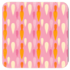 Square coaster with a retro pink and orange teardrop design.