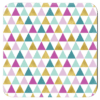 Square coaster with a geometric pattern in pink, gold, teal, aqua and white colors.