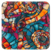 Square coaster with a mosaic design in jewel tones.