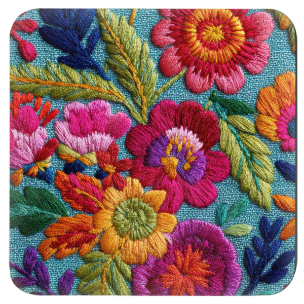 Colorful embroidery style boho flowers
