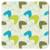 Set of 4 coasters with lime, olive and turquoise mid century modern print design.
