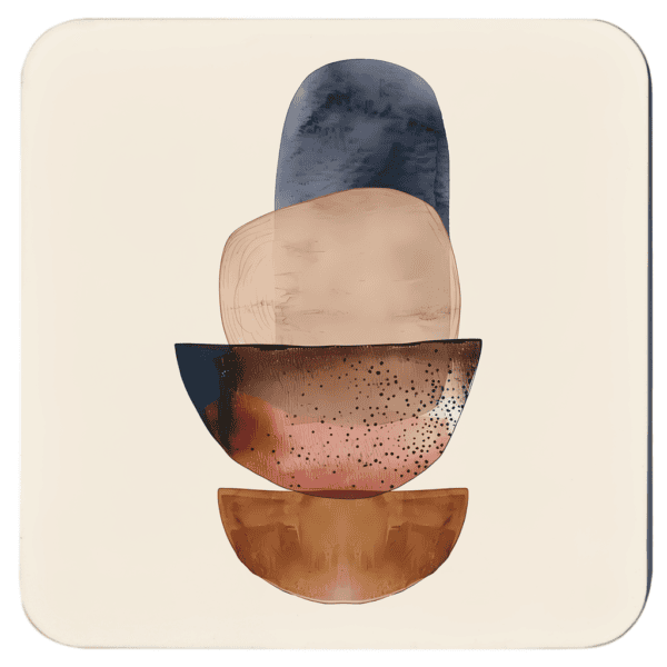 Square coaster with a neutral color abstract design.