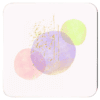 Square coaster with soft pastel abstract design printed on it.