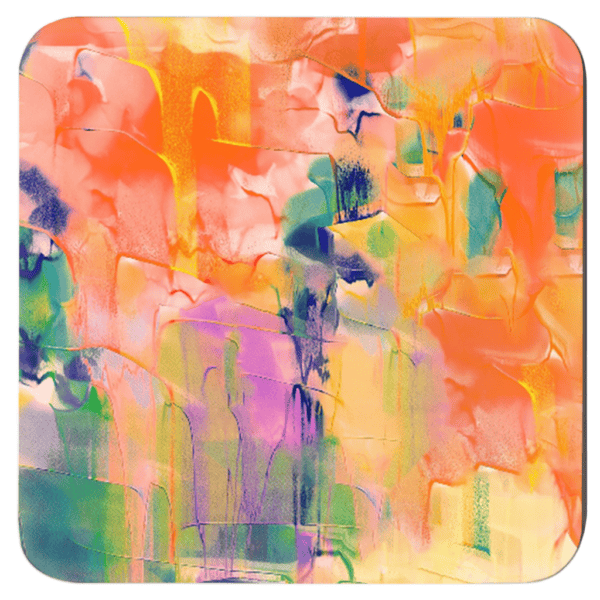 Orange abstract art coaster.