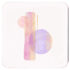 Square coaster with soft pastel abstract design printed on it.