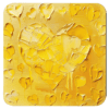 Square coaster with yellow impasto style heart painting print.