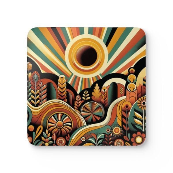 Retro sunset design in mid century modern colors and elements.