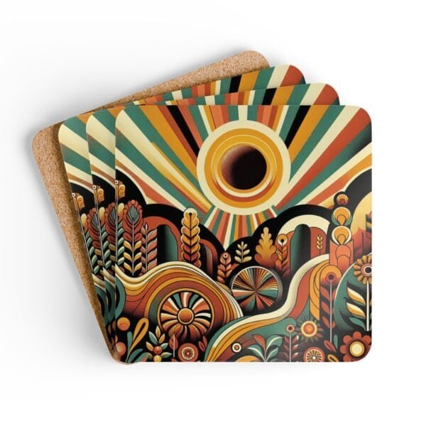 Retro sunset design in mid century modern colors and elements.