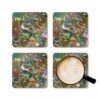 Iridescent look marble print coaster set shown with mug for scale.