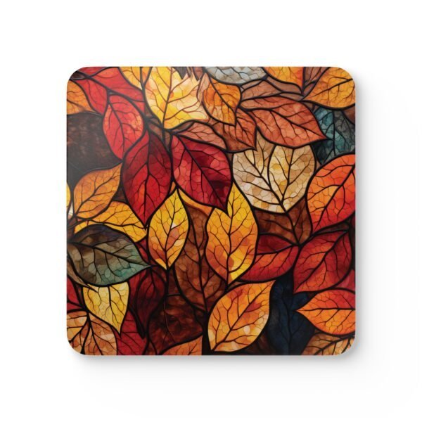 Fall leaves design coaster front.