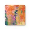 Orange abstract art coaster.