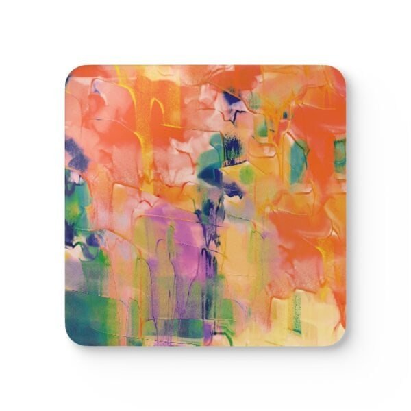 Orange abstract art coaster.