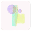 Square coaster with soft pastel abstract design printed on it.
