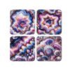 Set of 4 coordinating coasters with colorful agate design on each one.