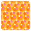 Square coaster with a retro pink and orange dot design.