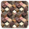 Square coaster with a metallic looking geometric cube design printed on.