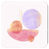 Square coaster with soft pastel abstract design printed on it.