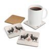 coaster set with image of shabby chic style background and two alpaca images.