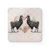 coaster set with image of shabby chic style background and two alpaca images.