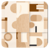 Square coaster with neutral tan, beige and soft brown abstract shapes print.
