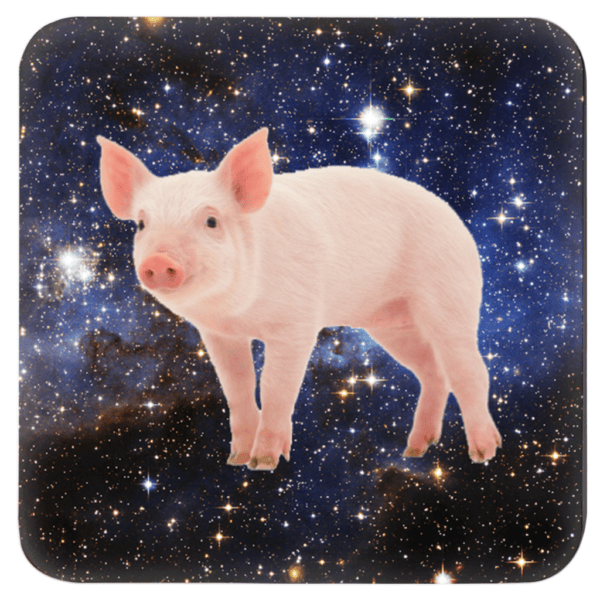 Pig with a space background image.