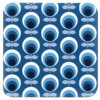 Square coaster with a blue and white mid century modern circle print design.