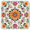 Boho style floral medallion design with sunflower in the center.