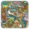 Iridescent look marble print coaster on table.