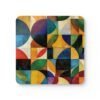 Geometric design print coaster in jewel tone colors.