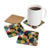 Geometric design print coaster set in jewel tone colors.