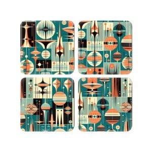 Set of 4 mid century atomic coasters.