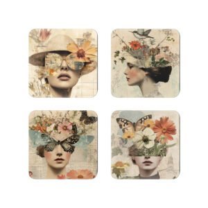 Floral Collage Faces Coasters