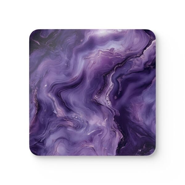 Square coaster with a purple marble print.
