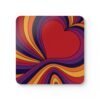 Square coaster with an image of a retro style heart.