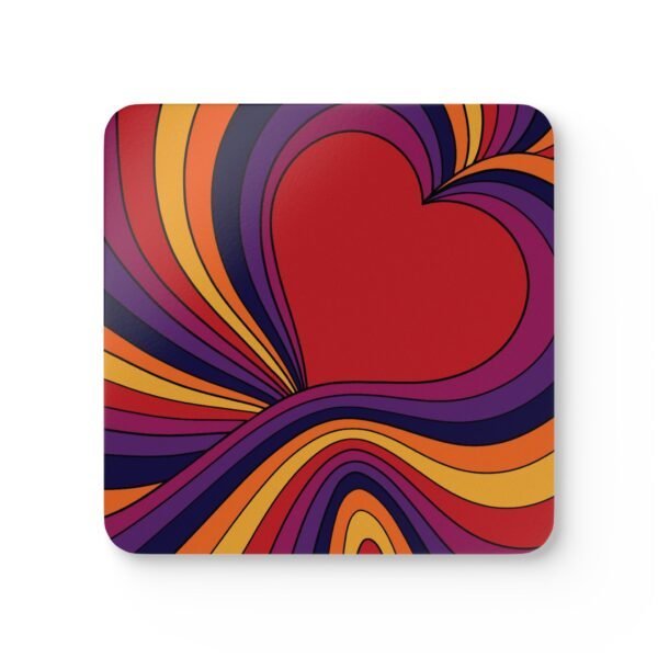 Square coaster with an image of a retro style heart.