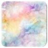 Square coaster with a pastel rainbow marble design.